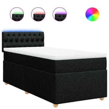Vidaxl Box spring postelja z vzmetnico črna 90x200 cm blago
