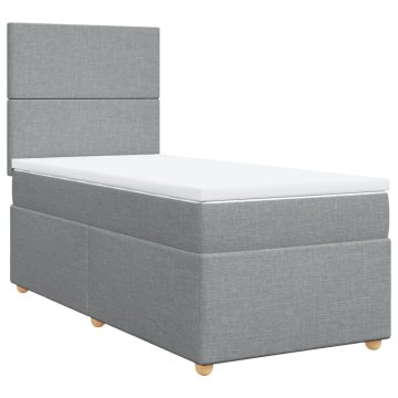 Vidaxl Box spring postelja z vzmetnico svetlo siva 90x190 cm blago