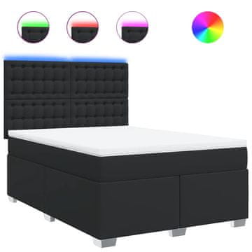 Vidaxl Box spring postelja z vzmetnico črn 160x200 cm umetno usnje