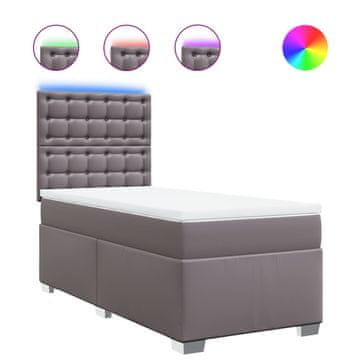 Vidaxl Box spring postelja z vzmetnico siva 90x190 cm umetno usnje