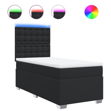 Vidaxl Box spring postelja z vzmetnico črna umetno usnje