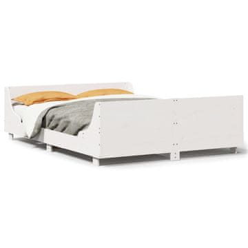 Vidaxl Posteljni okvir brez vzmetnice bel 140x190 cm trdna borovina