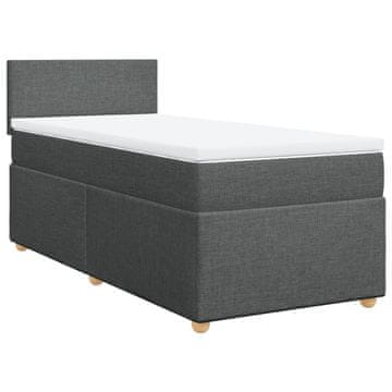 Vidaxl Box spring postelja z vzmetnico temno siva 90x190 cm blago