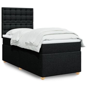 Vidaxl Box spring postelja z vzmetnico črn 90x190 cm blago