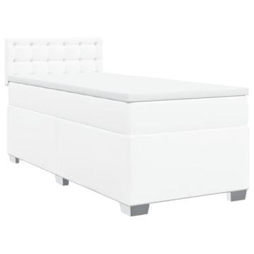 Vidaxl Box spring postelja z vzmetnico bel 90x190 cm umetno usnje
