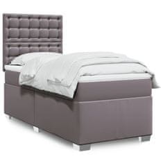 Vidaxl Box spring postelja z vzmetnico siva 100x200 cm umetno usnje