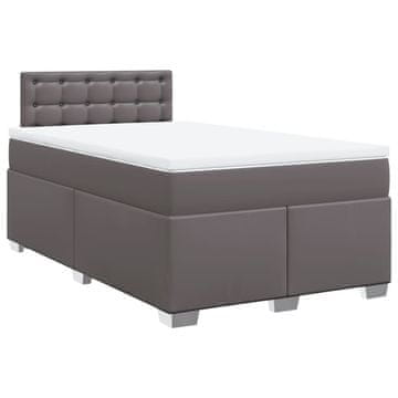 Vidaxl Box spring postelja z vzmetnico siva 120x200 cm umetno usnje