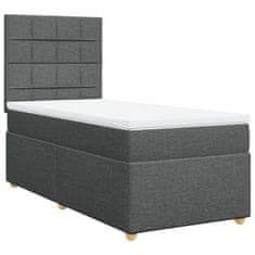 Vidaxl Box spring postelja z vzmetnico temno siva 90x200 cm blago