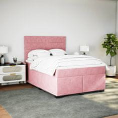 Vidaxl Box spring postelja z vzmetnico roza 160x200 cm žamet