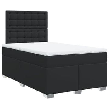 Vidaxl Box spring postelja z vzmetnico črna 120x190 cm umetno usnje
