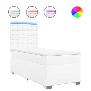 Vidaxl Box spring postelja z vzmetnico bel 90x190 cm umetno usnje