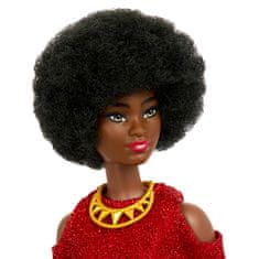 Mattel Barbie Fashionistas model #221, črni lasje, rdeča mini obleka, dodatki, 65. obletnica FBR37