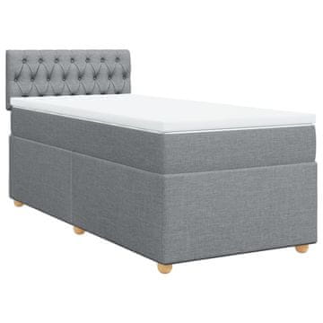 Vidaxl Box spring postelja z vzmetnico svetlo siva 90x190 cm blago