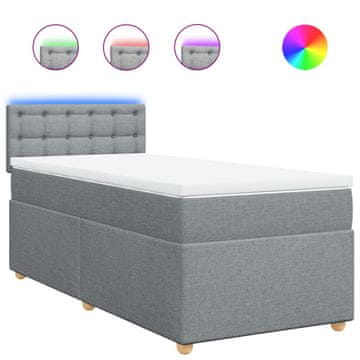Vidaxl Box spring postelja z vzmetnico svetlo siva 90x190 cm blago