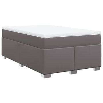 Vidaxl Box spring postelja z vzmetnico siva 120x200 cm umetno usnje