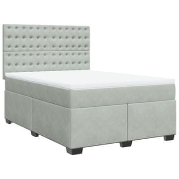 Vidaxl Box spring postelja z vzmetnico svetlo siva 140x200 cm žamet