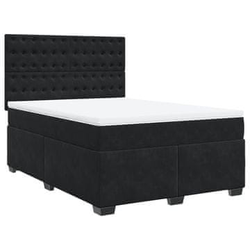 Vidaxl Box spring postelja z vzmetnico črna 140x200 cm žamet