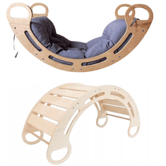 Olakids Montessori gugalnica z blazino (siva), naravna, 85 cm, 5 v 1, 7 v 1