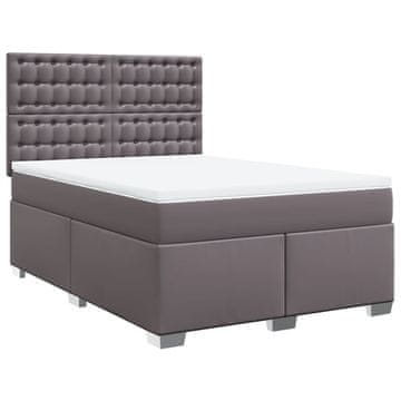 Vidaxl Box spring postelja z vzmetnico siva 140x200 cm umetno usnje
