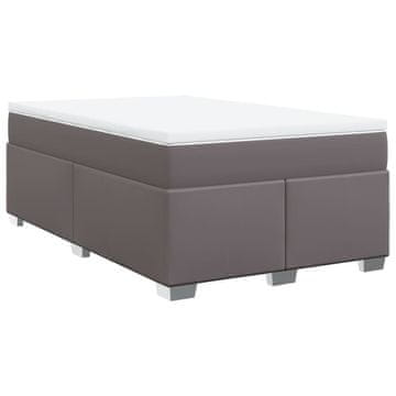 Vidaxl Box spring postelja z vzmetnico siva 120x190 cm umetno usnje