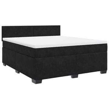 Vidaxl Box spring postelja z vzmetnico črna 180x200 cm žamet