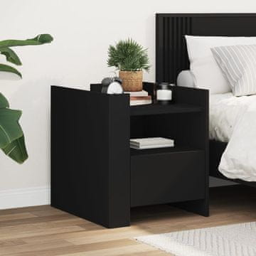 Vidaxl vidaXL Nočna omarica, črna, 45x50x50 cm, material na osnovi lesa