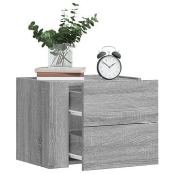 Vidaxl vidaXL Stenske nočne omarice, komplet 2 kosov, siva sonoma hrastova barva, 45x30x35 cm