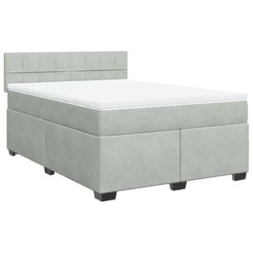 Vidaxl Box spring postelja z vzmetnico svetlo siva 160x200 cm žamet
