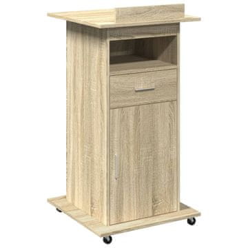 Vidaxl Lektorat s kolesi in predalom sonoma hrast 55x55x107cm inž. les