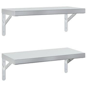 Vidaxl Stenske police 2 kosa 50x23,5 cm srebrna nerjaveče jeklo