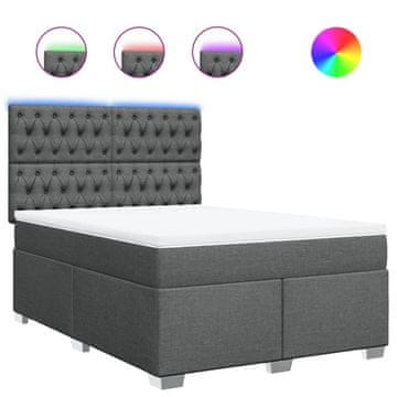 Vidaxl Box spring posteljni z vzmetnico temno siv 140x190 cm blago