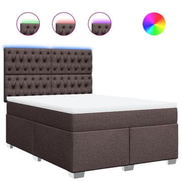 Vidaxl Box spring postelja z vzmetnico temno rjav 140x190 cm blago