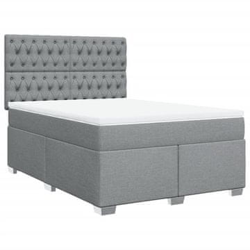 Vidaxl Box spring posteljni z vzmetnico svetlo siv 140x190 cm blago