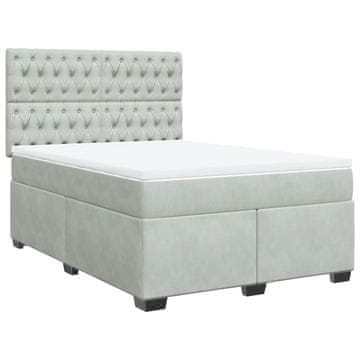 Vidaxl Box spring postelja z vzmetnico svetlo siva 160x200 cm žamet