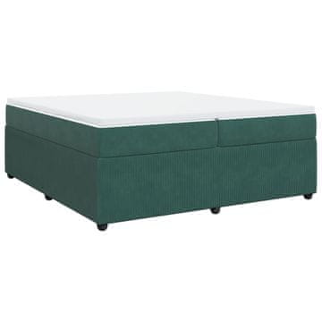 Vidaxl Box spring postelja z vzmetnico temno zelena 200x200 cm žamet