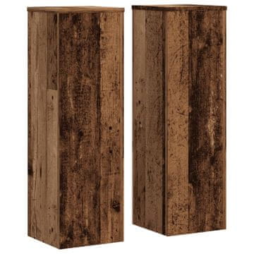 Vidaxl Stojalo za rastline 2 kosa starinski les 25x25x80 cm inž. les