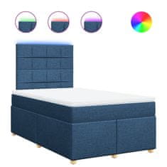 Vidaxl Box spring postelja z vzmetnico modra 120x190 cm blago