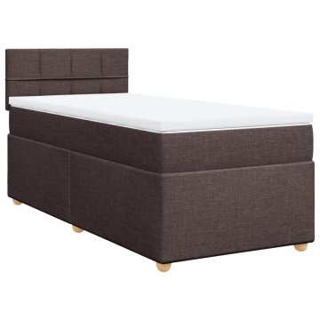 Vidaxl Box spring postelja z vzmetnico temno rjav 90x190 cm blago