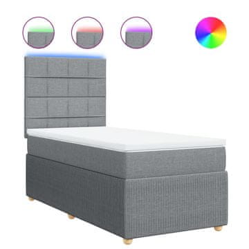 Vidaxl Box spring postelja z vzmetnico svetlo siva 90x200 cm blago