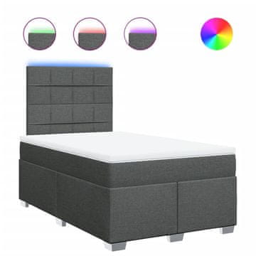 Vidaxl Box spring postelja z vzmetnico temno siva 120x190 cm blago