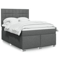 Vidaxl Box spring postelja z vzmetnico temno siva 140x200 cm blago