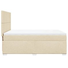 Vidaxl Box spring postelja z vzmetnico krem 160x200 cm blago