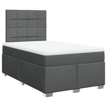 Vidaxl Box spring postelja z vzmetnico temno siva 120x190 cm blago