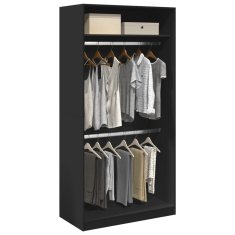 shumee vidaXL Garderobna omara črna 100x50x200 cm iverna plošča