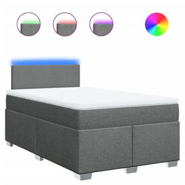 Vidaxl Box spring postelja z vzmetnico temno siva 120x190 cm blago