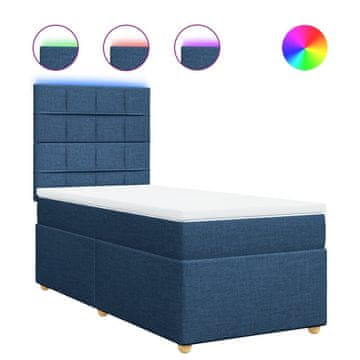 Vidaxl Box spring postelja z vzmetnico modra 90x200 cm blago