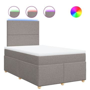 Vidaxl Box spring postelja z vzmetnico taupe 120x200 cm blago