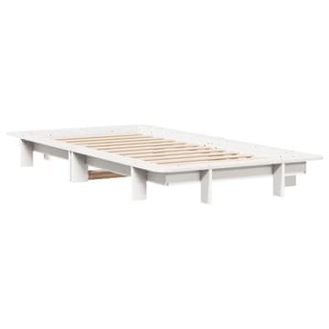 Vidaxl Posteljni okvir brez vzmetnice bel 100x200 cm trdna borovina