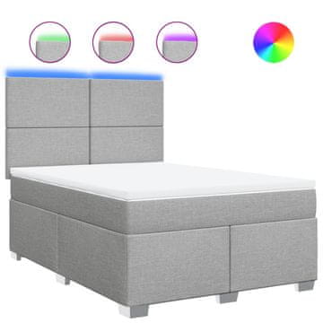 Vidaxl Box spring postelja z vzmetnico svetlo siva 140x200 cm blago