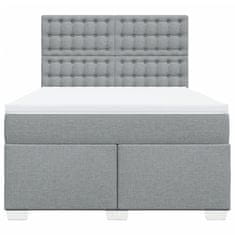 Vidaxl Box spring postelja z vzmetnico svetlo siva 140x200 cm blago